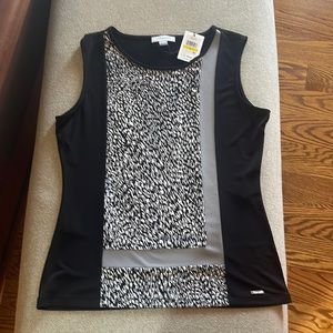 Calvin Klein dressy shell. Black grey and white. Size M